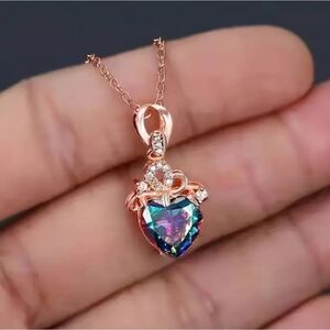 Vibrant heart shaped Pendant Necklace 19 inches